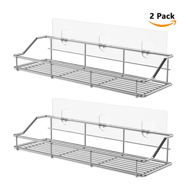 ODesign 2 Pack Shower Shelf Adhesive for Replacement,Transparent Bathroom Adhesive Strips,Shower Stickers for Shelves,No Drilling for Corner Shelf Basket and Kitchen Racks - Image 3